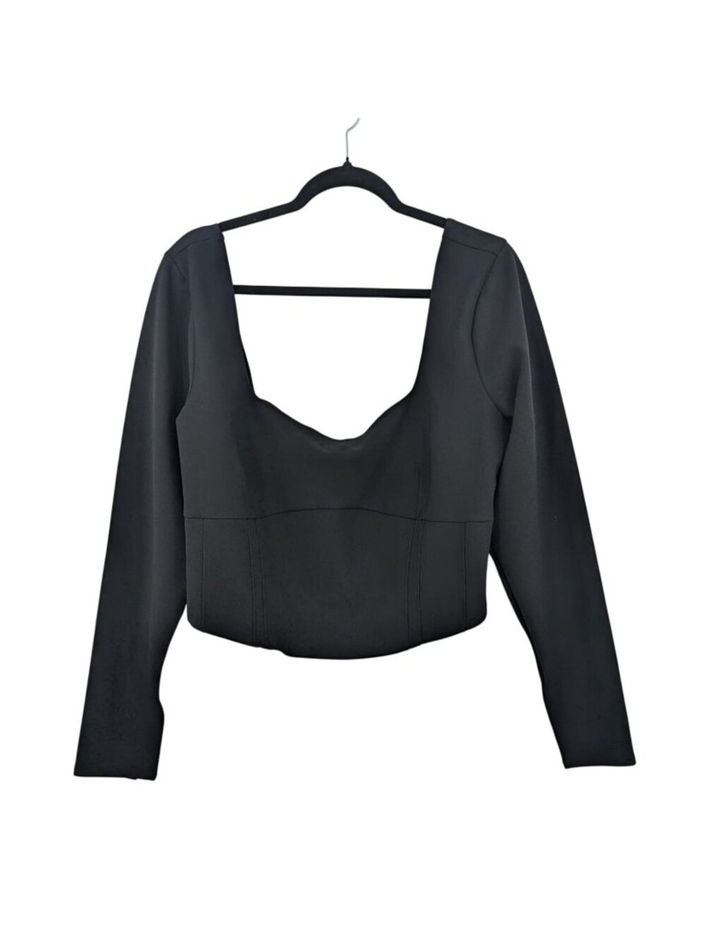 Abercrombie & Fitch Cropped Corset Top Black Long Sleeve Festival Rave XXLarge